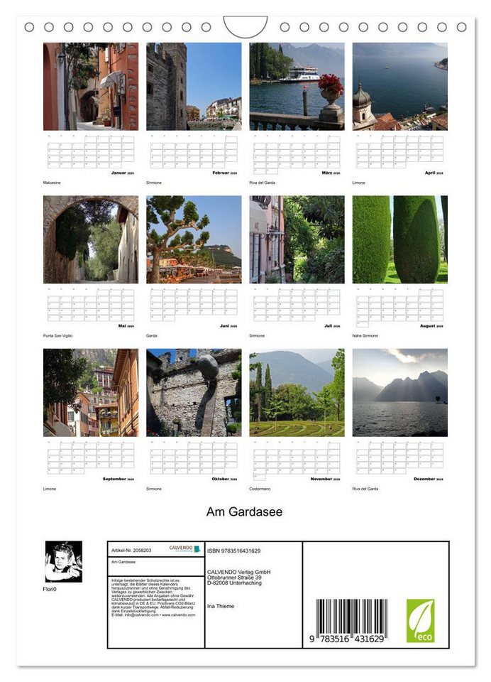 Thumbnail - CALVENDO Wandkalender Am Gardasee (Wandkalender 2026 DIN A4 hoch), CALVENDO Monatskalender