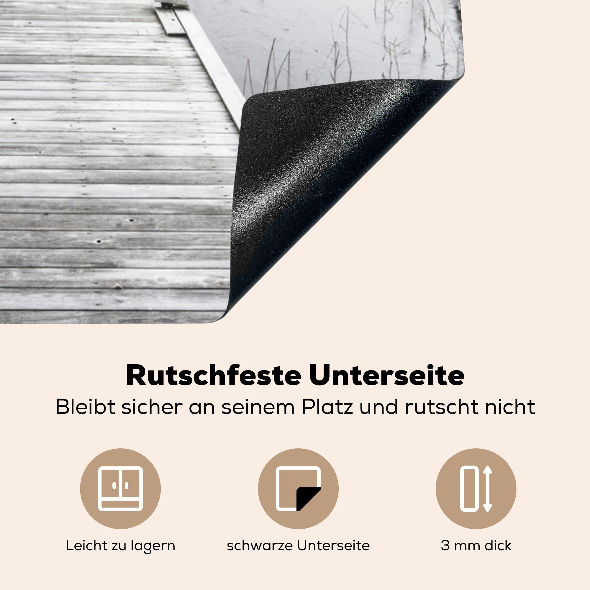 tlg), Natur, - 78x78 Vinyl, küche Ceranfeldabdeckung, für Boot - Arbeitsplatte Herdblende-/Abdeckplatte cm, (1 Steg MuchoWow