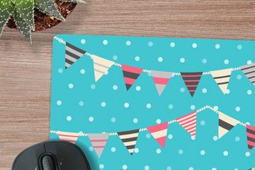 MuchoWow Gaming Mauspad Schnittmuster - Geburtstag - Fahnen (1-St), Mousepad mit Rutschfester Unterseite, Gaming, 40x40 cm, XXL, Großes