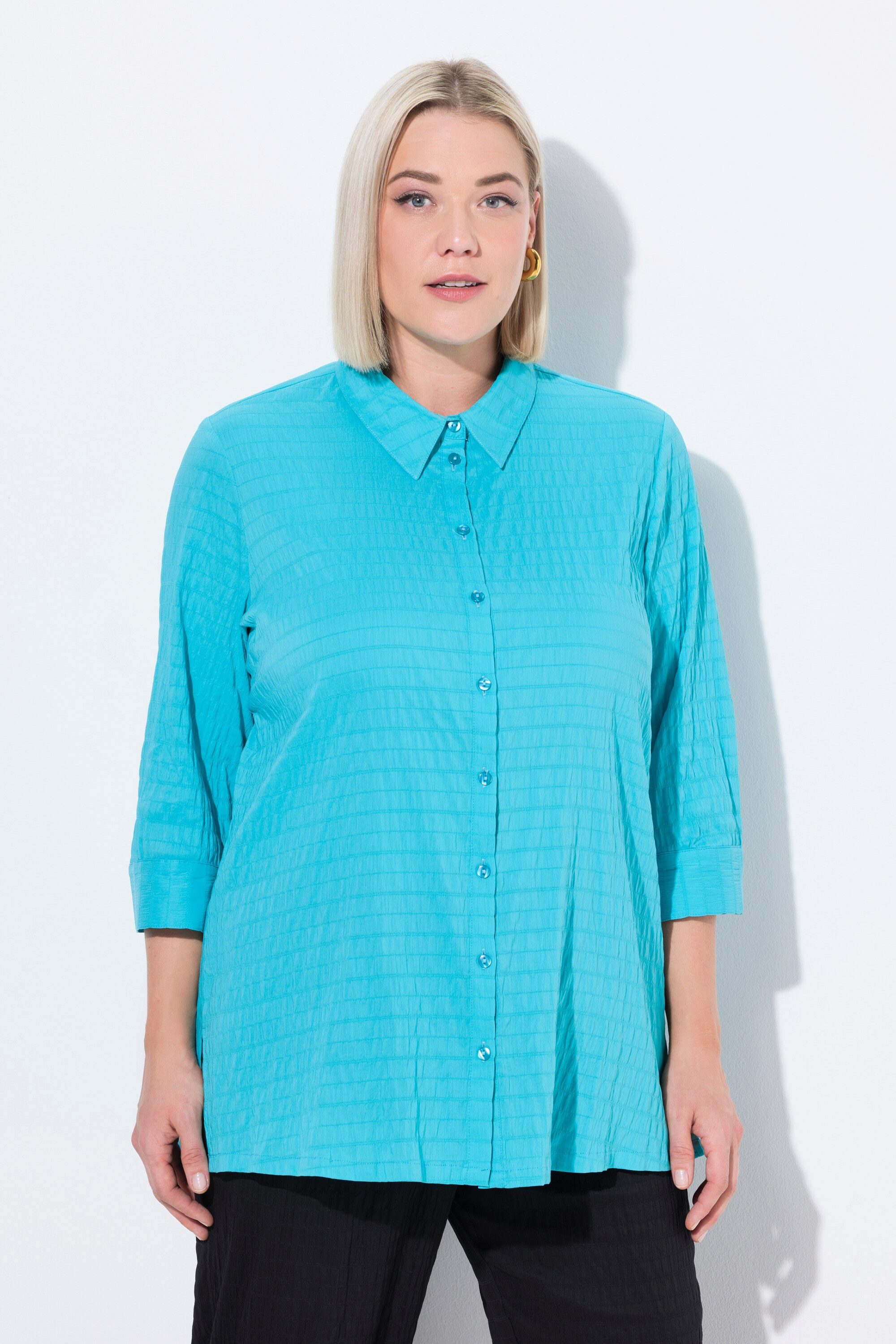 Hemdbluse Bluse Bubble-Qualität Hemdkragen 3/4-Arm