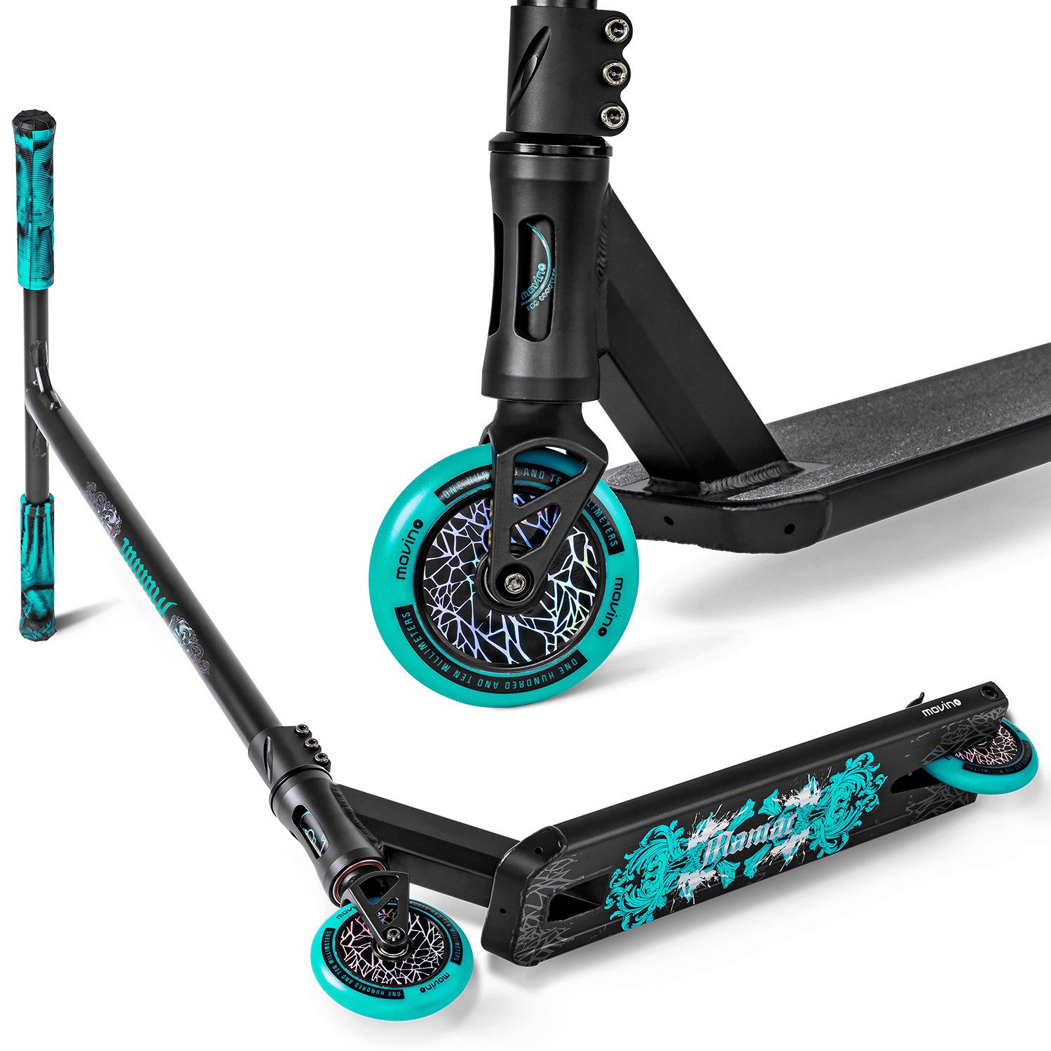 Movino Stuntscooter Stunt-Scooter MOVINO MANIAC Street-Deck Box-Cut IHC ABEC9 Fullcore