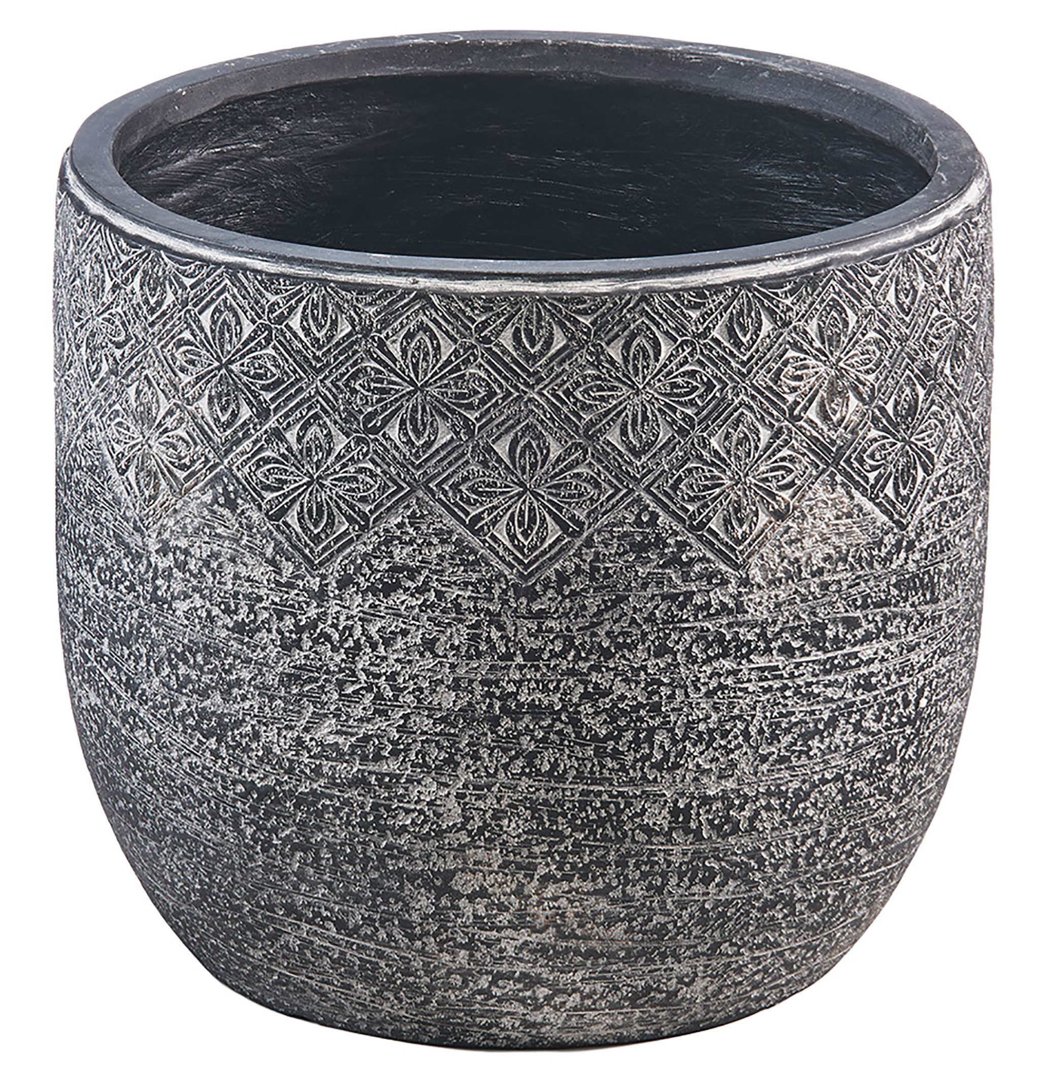 Kobolo Blumentopf Pflanztopf STONE groß Fiberglas mit Entwässerungsloch, Pflanzkorb (Einzelstück, 1 St., 1 Stück), Dm. 45 cm