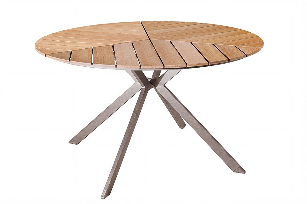 riess-ambiente Gartentisch DESIGNO 120cm natur/greige - Holz-Design, Metall, In- & Outdoor (Einzelartikel, 1-St), wetterfest & für 4 Personen - ideal für Garten, Terrasse oder Balkon