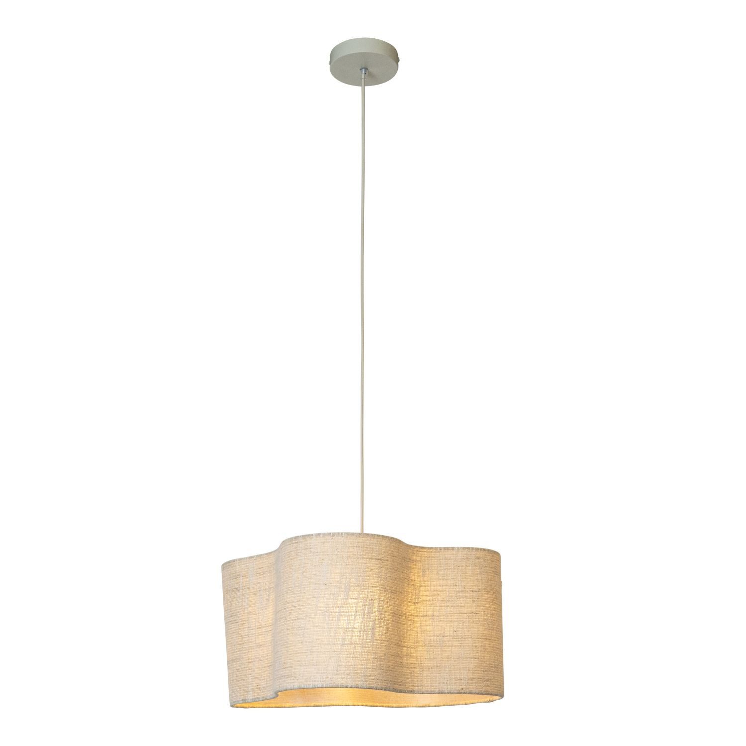 Licht-Erlebnisse Pendelleuchte DIDA, ohne Leuchtmittel, Metall Stoff E27 B: 50 cm H: max. 150 cm Beige Modern