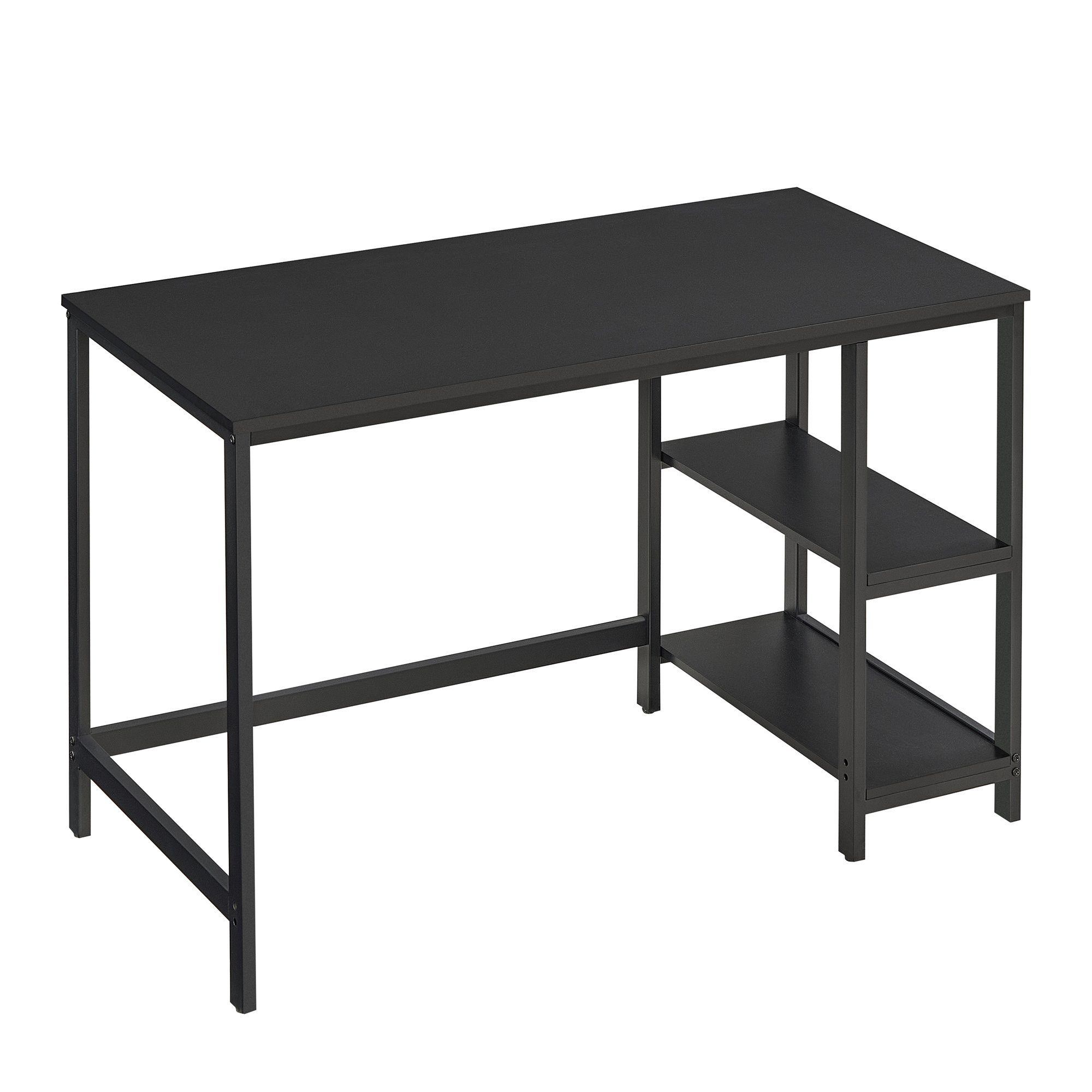 VASAGLE Schreibtisch | Bürotisch cm 2 schwarz mit Schwarz Ablagen schwarz | 120x60x75 Computertisch