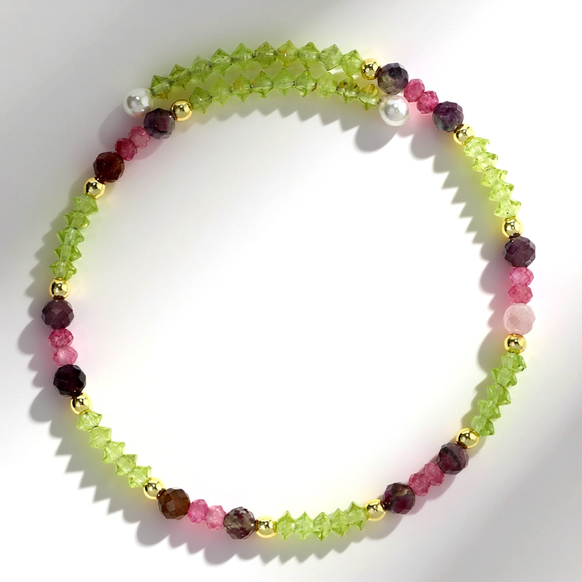 Cavill Armreif Cavill Edelstahlarmband mit Peridot, Turmalin & Perlen 23,96 ct (1-tlg)