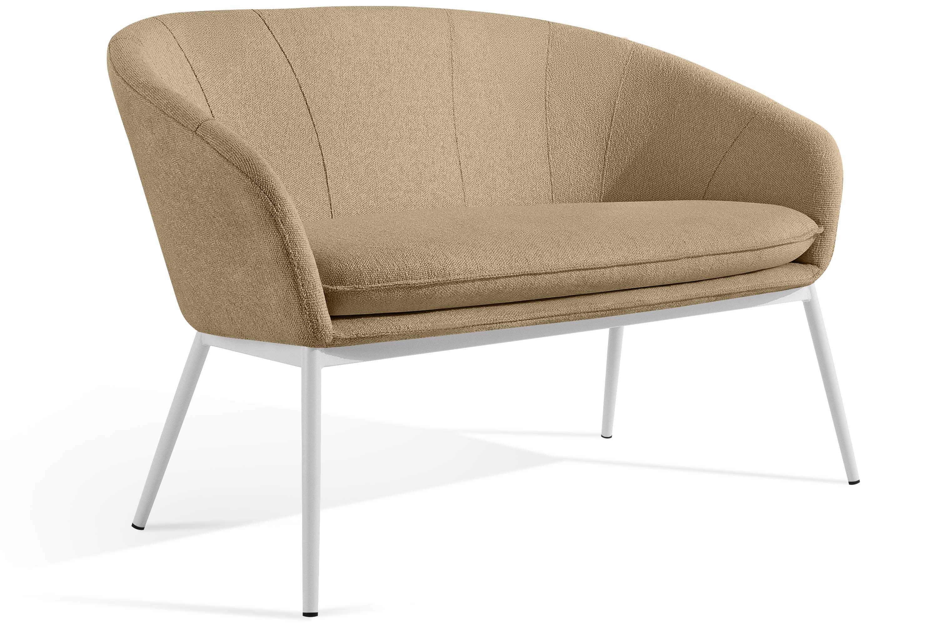 KONSIMO® Loungesofa SOLIS Gartensofa, Gartenmöbel, Sofa 2-Sitzer, hergestellt in der EU, (B) 118 cm (H) 76 cm (T) 66 cm, wasserabweisender Stoff, Modern, weiß Gestell