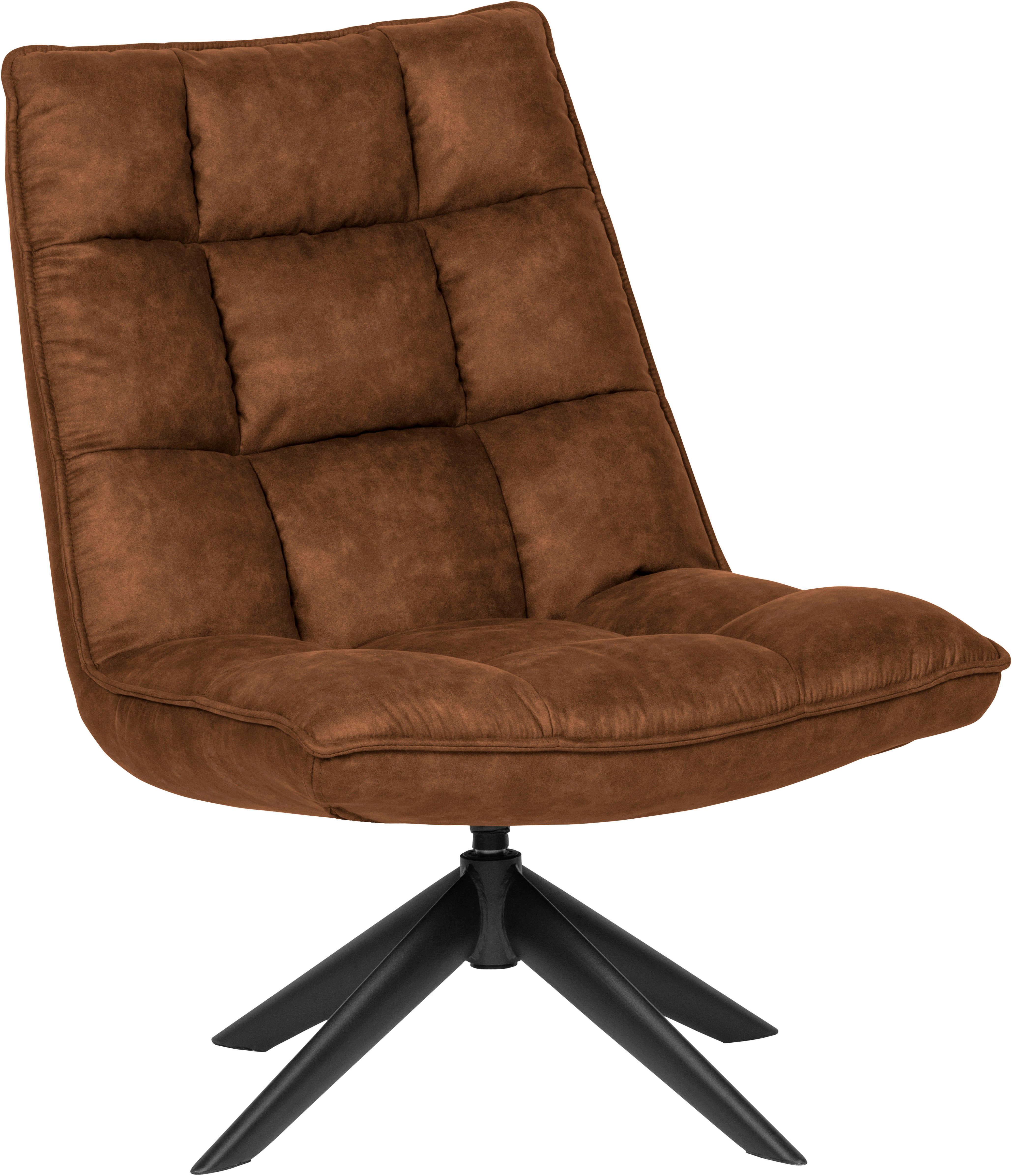 WOOOD Drehsessel Jouke mit Kunstleder-Bezug und Drehmechanismus B 70 x T 85 x H 90 cm, Sitzhöhe 46–42 cm, Tragkraft 140 kg, pulverbeschichtetes Metallgestell