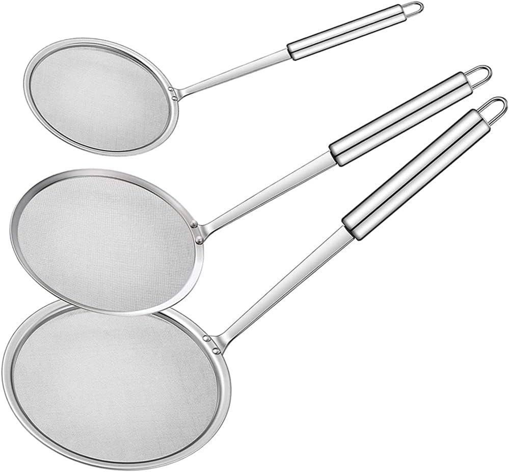 FELIXLEO Schaumlöffel Schaumlöffel Set 10 12 14cm Schaumkelle Edelstahl Gittersi