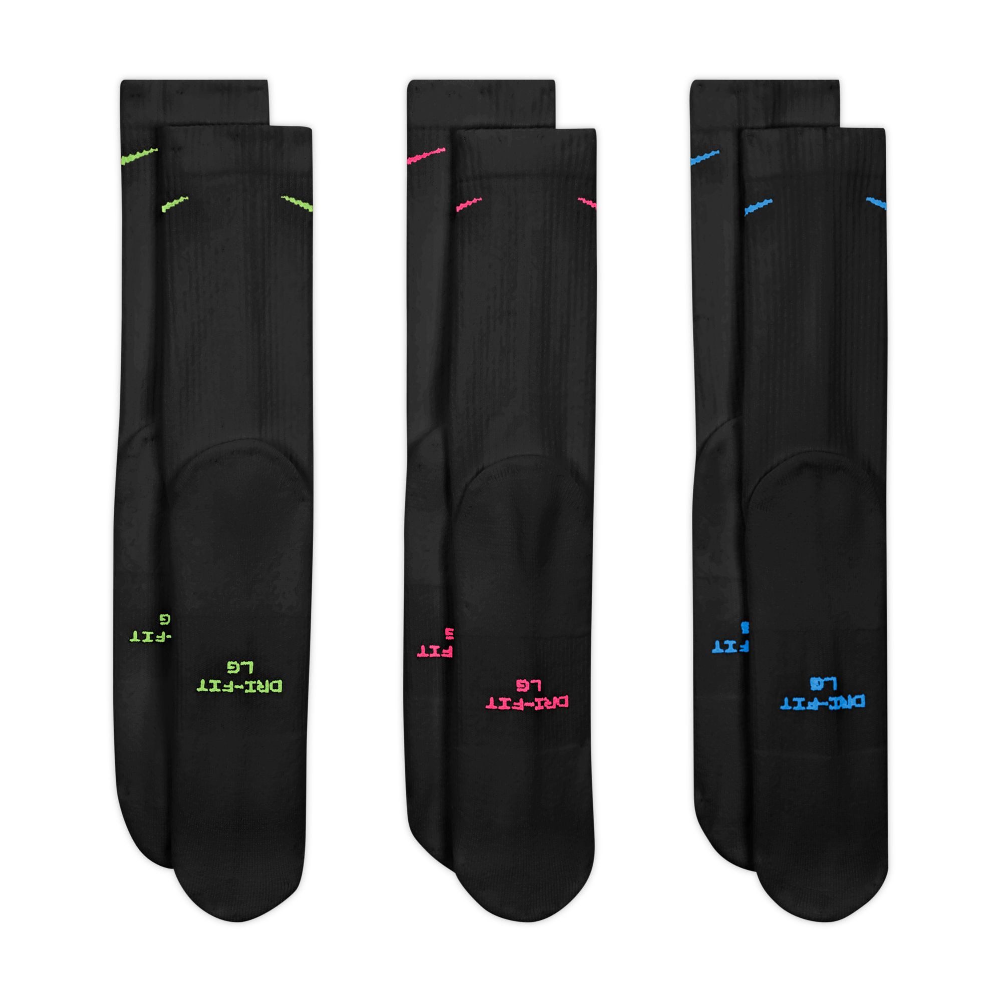 Nike Sportsocken U NK ED ELVD CRW 3P - 144 für Erwachsene, mit Baumwolle im Obermaterial, formstabil