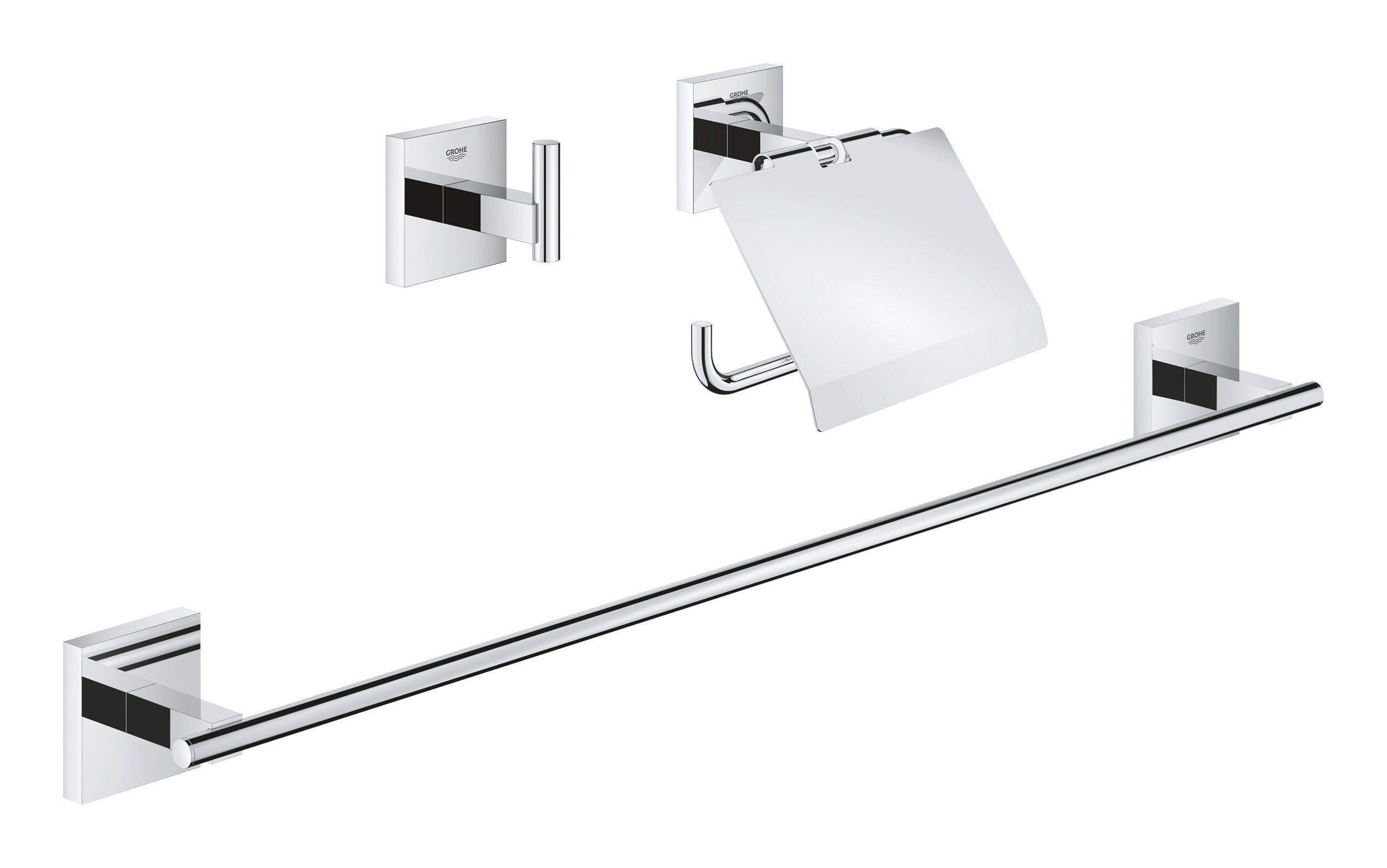 Grohe Toilettenpapierhalter Start Cube, Bad-Set 3 in 1 - Chrom