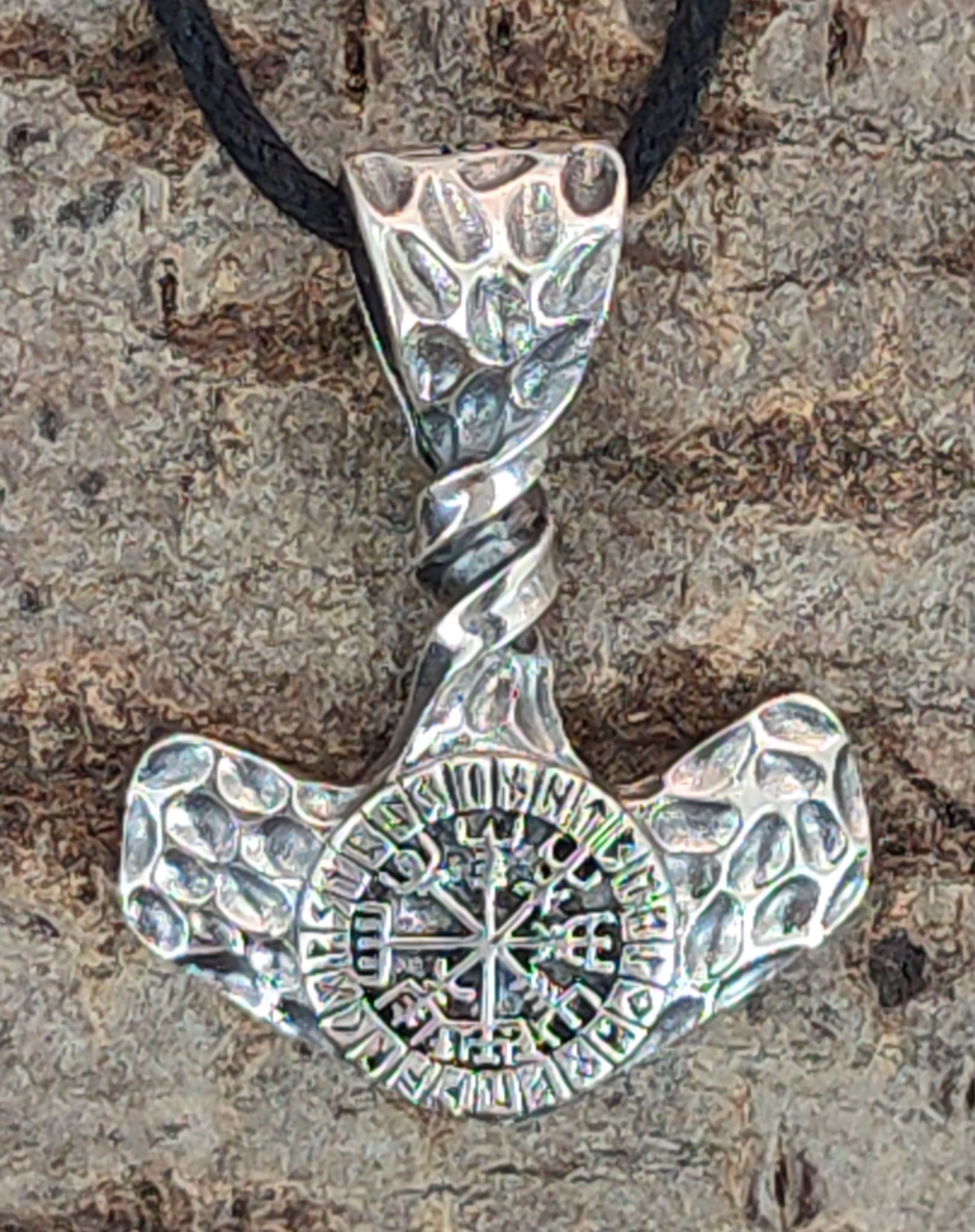 Kiss of Leather Kettenanhänger Axt Wikinger Kompass 925 Thorshammer Vegvisi günstig online kaufen