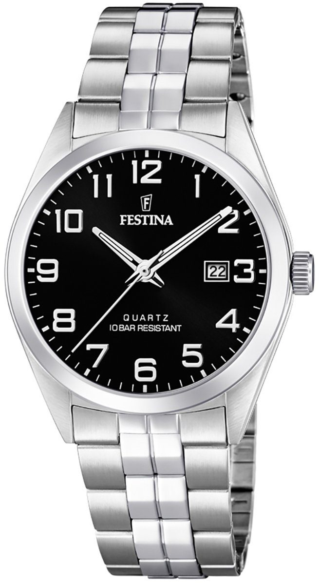 Uhr Festina Festina Edelstahl, silber Armbanduhr F20437/4 Edelstahlarmband Herren rund, Herren Quarzuhr