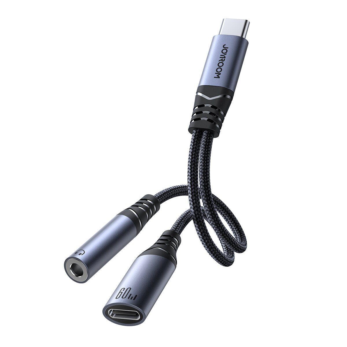JOYROOM 2in1 DAC-Adapter USB-C auf USB-C / 3,5-mm-Miniklinke – Schwarz Adapter