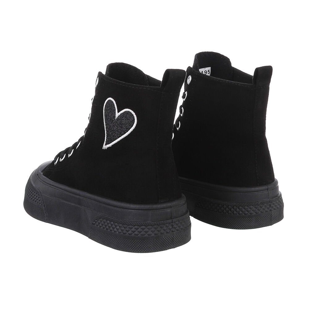 Ital-Design Damen High-Top Freizeit Sneakerboots (84323493) Keilabsatz/Wedge Sneakers High in Schwarz