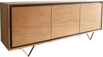 DELIFE Sideboard Stonegrace, Akazie Natur 175 cm 3 Türen Steinfurnier V-Fuß Sideboard