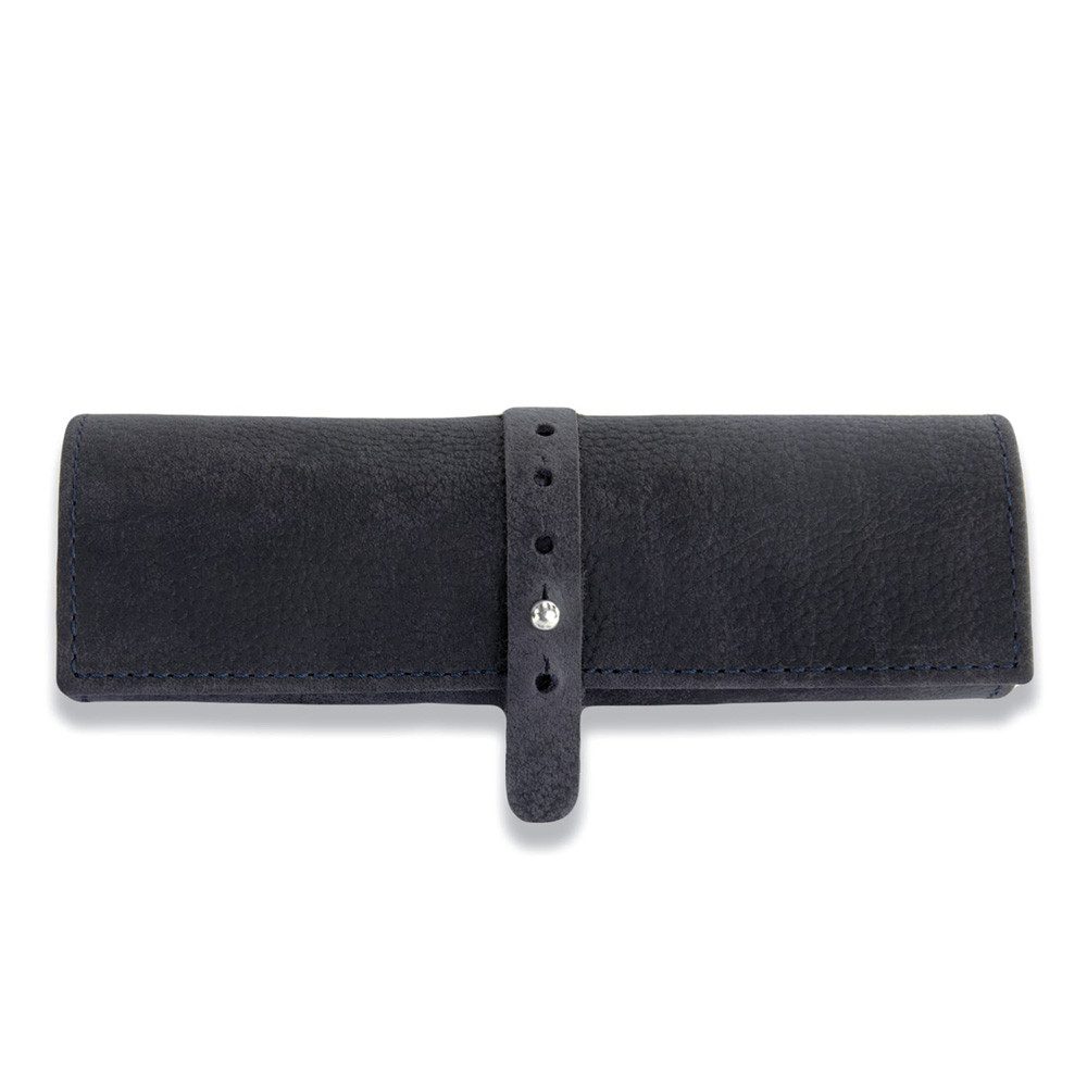 Jahn-Tasche Pencilbag Stifterolle / Roll-Mäpppchen Gr. L Leder Blau-Schwarz, Jahn-Tasche 015