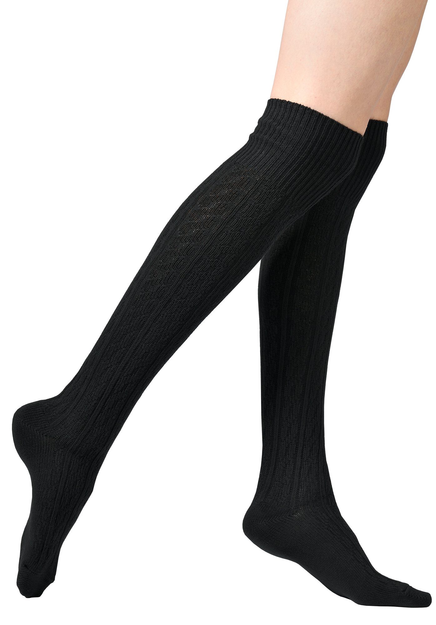 Vincent Creation® Overknees mit Zopfmuster und Umschlagbund günstig online kaufen