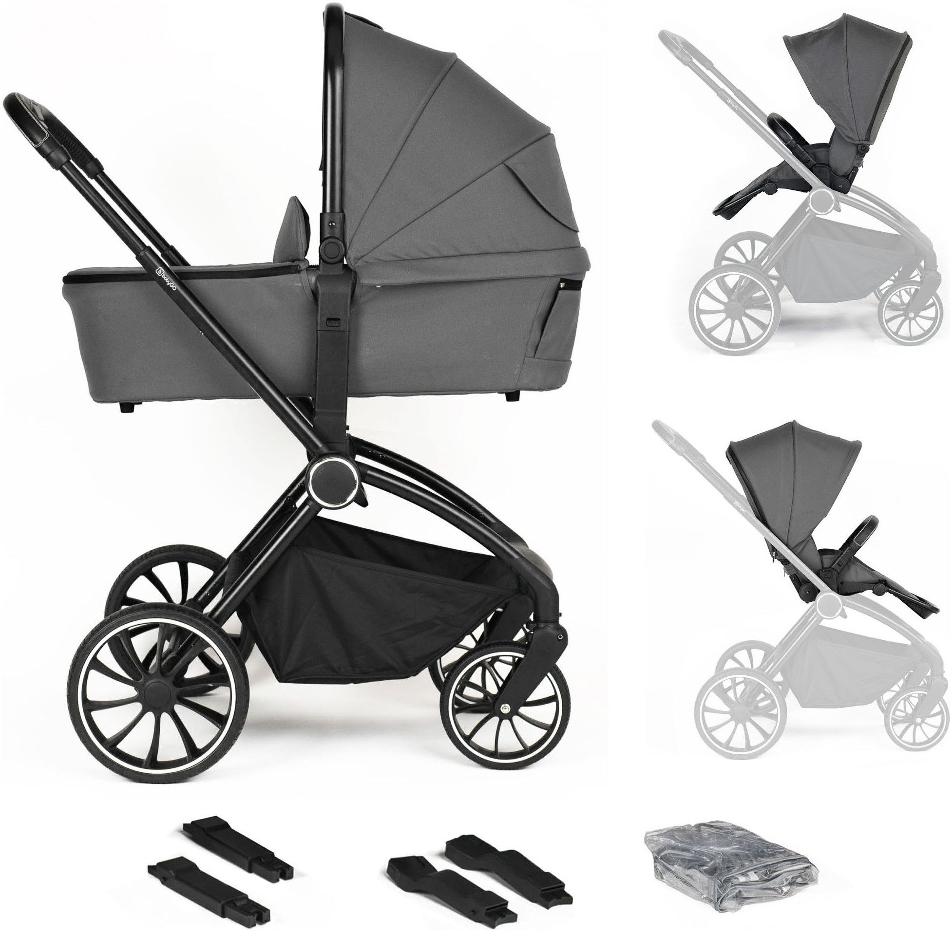 BabyGo Kombi-Kinderwagen Harmony 3in1, (Set), inkl. Babyschale mit Adaptern