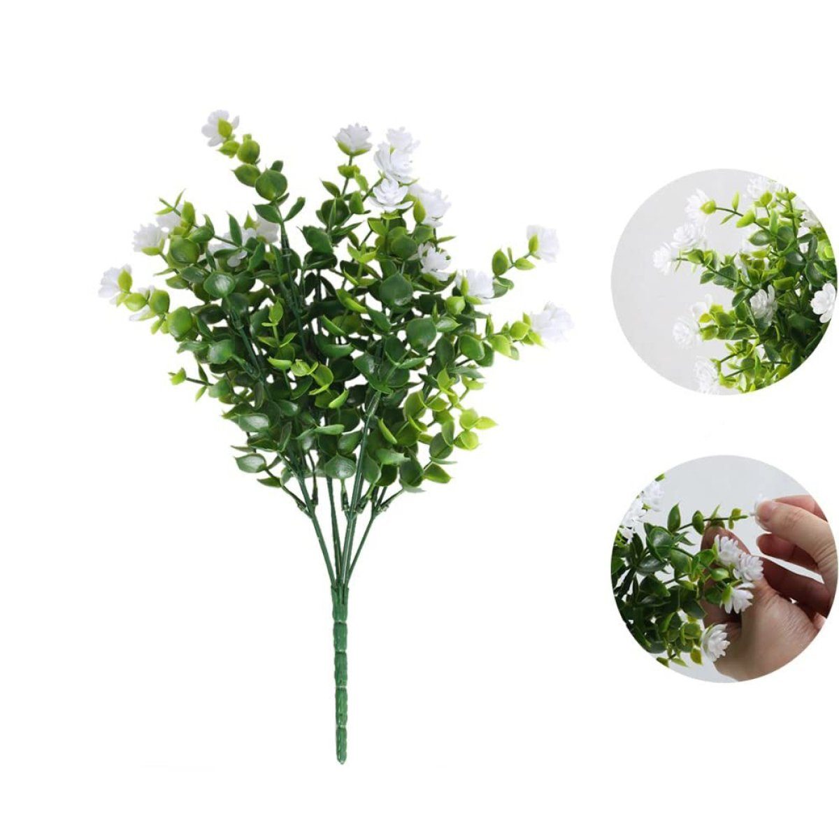 Deko, Pflanze Kunstblume Künstliche Blumen Jormftte Kunststoff weiß Sträucher für Künstliche