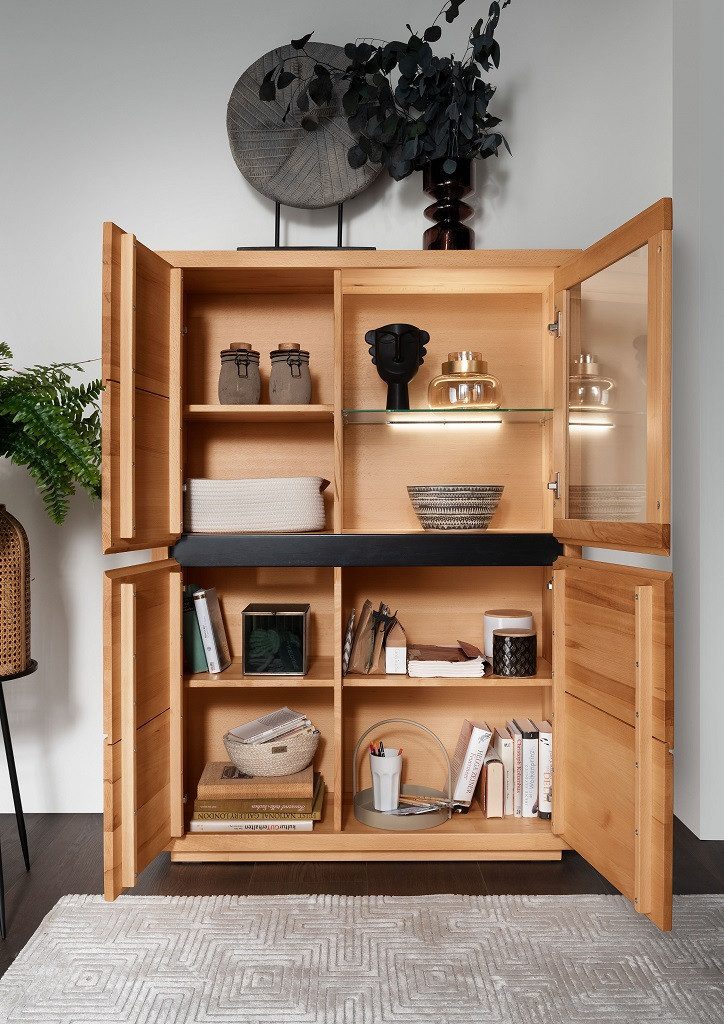 Main Möbel Highboard Highboard Kommode 103x148cm Kernbuche geölt Bergamo