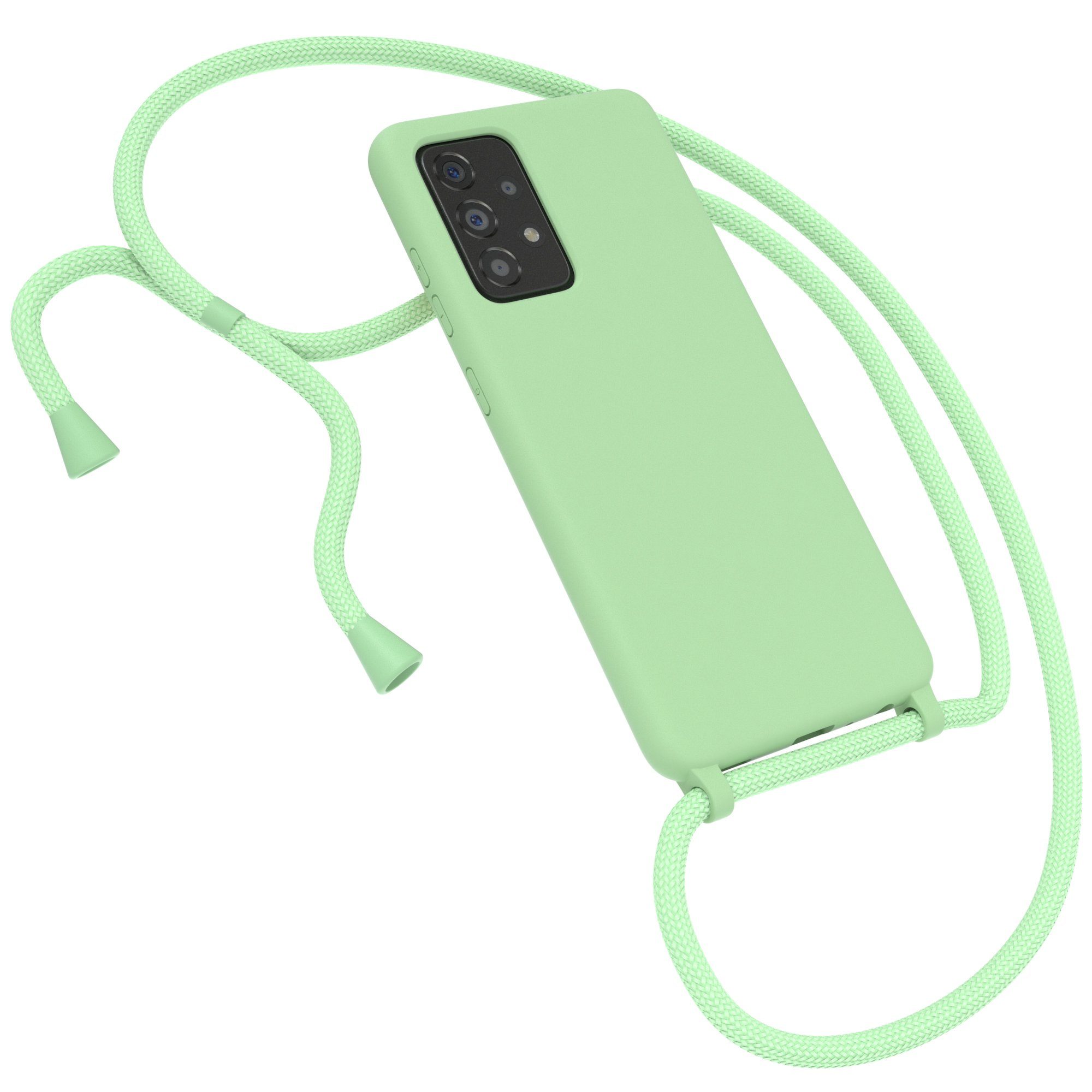 EAZY CASE Handykette Silikon Kette für Galaxy A52 / A52 5G / A52s 5G 6,5 Zoll, Handy Band Schutzhülle Back Cover Full Color Nacht Grün / Dunkelgrün