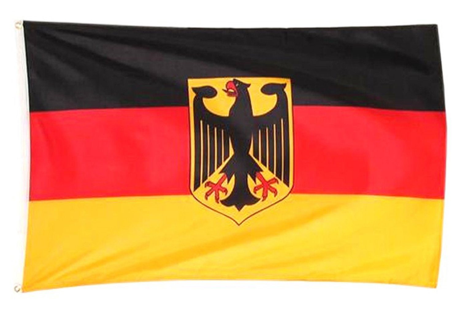 BigDean Flagge Deutschlandfahne mit Ösen & Adler-Wappen 150 x 90 cm Nationalflagge