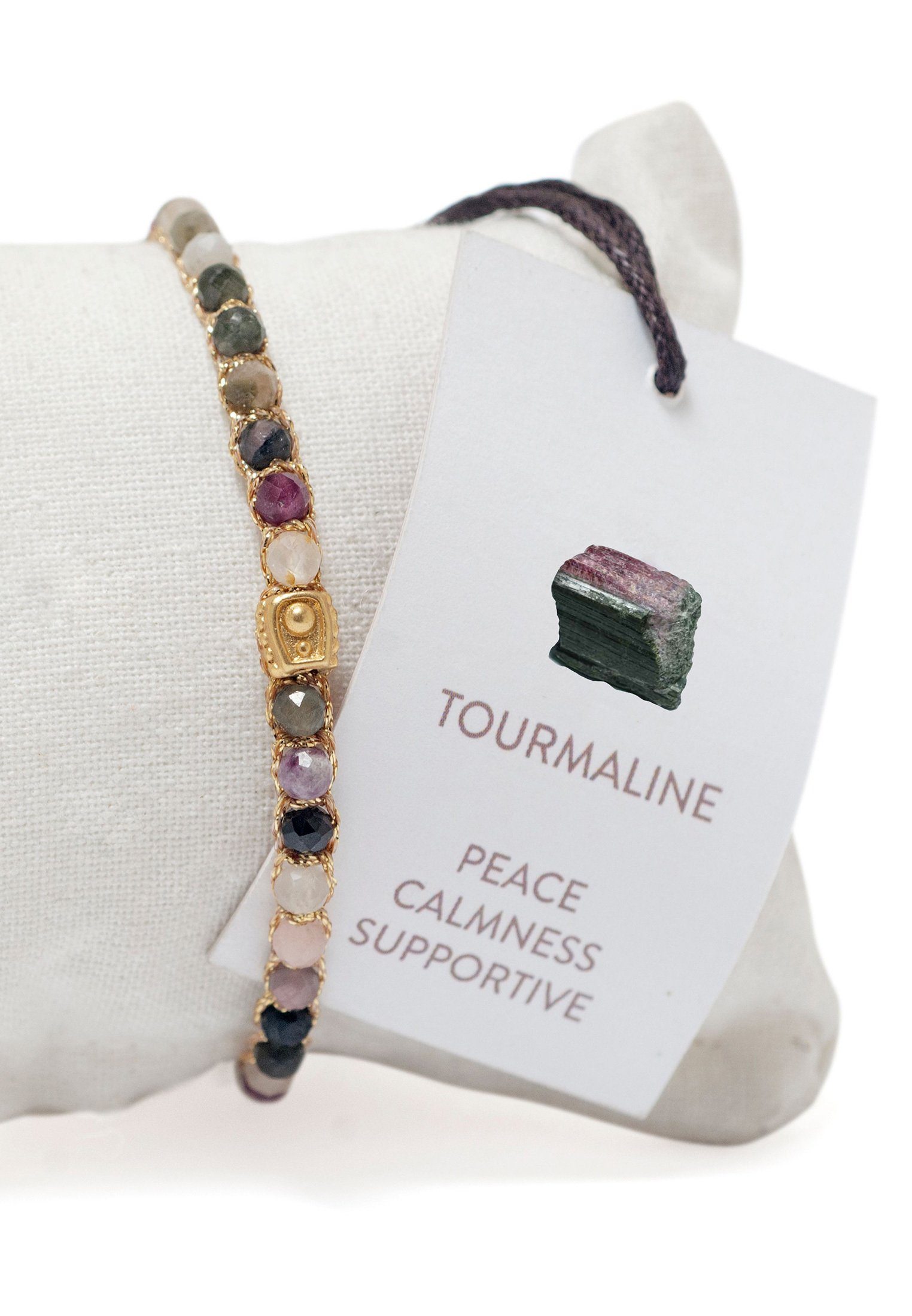 SAMAPURA Armband Rosa Armband, Faden Tourmalin Gold
