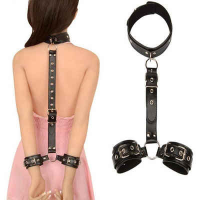 Sandritas Handfessel Halsband mit Rückenfessel Fessel Rücken Halsband Bondage BDSM Handschellen