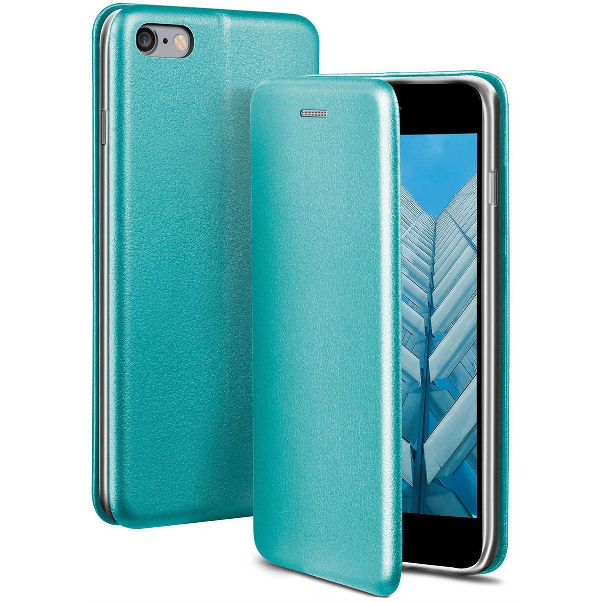 ONEFLOW Handyhülle für iPhone 6s Premium Hülle Business Cover Blau 4,7 Zoll, 360 Grad Schutzhülle Flip Case Etui Klapphülle Dünn Leder Handy Tasche
