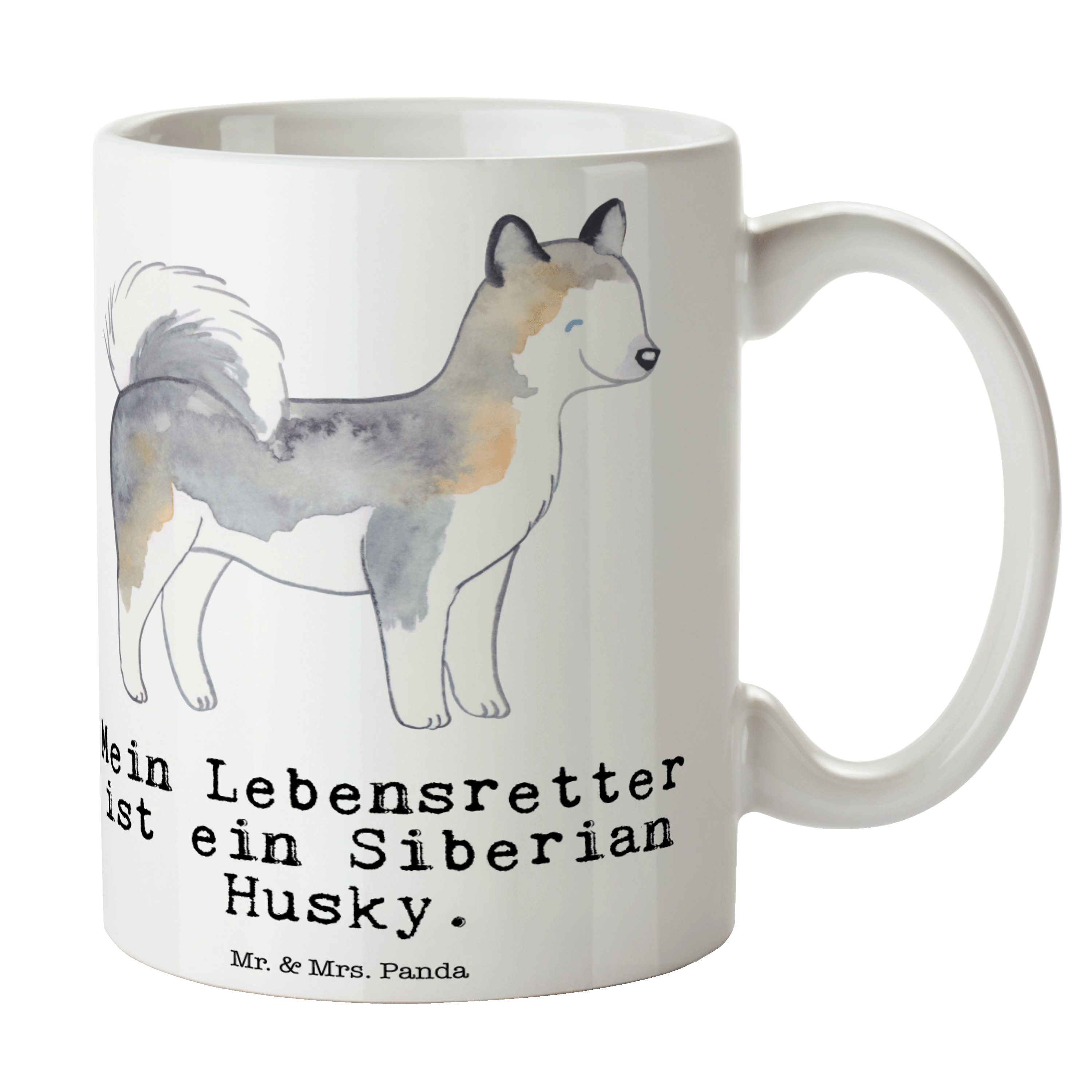 Mr. & Mrs. Panda Tasse Siberian Husky Lebensretter - Weiß - Geschenk, Tasse Motive, Kaffeebe, Keramik