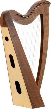 Classic Cantabile Konzertgitarre Keltische Harfe Set mit 22 Saiten, Metro-Tuner, Harfenschule, Notenständer, Tasche & 2 Stimmschlüssel, Celtic Harp aus Walnussholz- Es-Dur gestimmt - Mit Halbtonmechanik