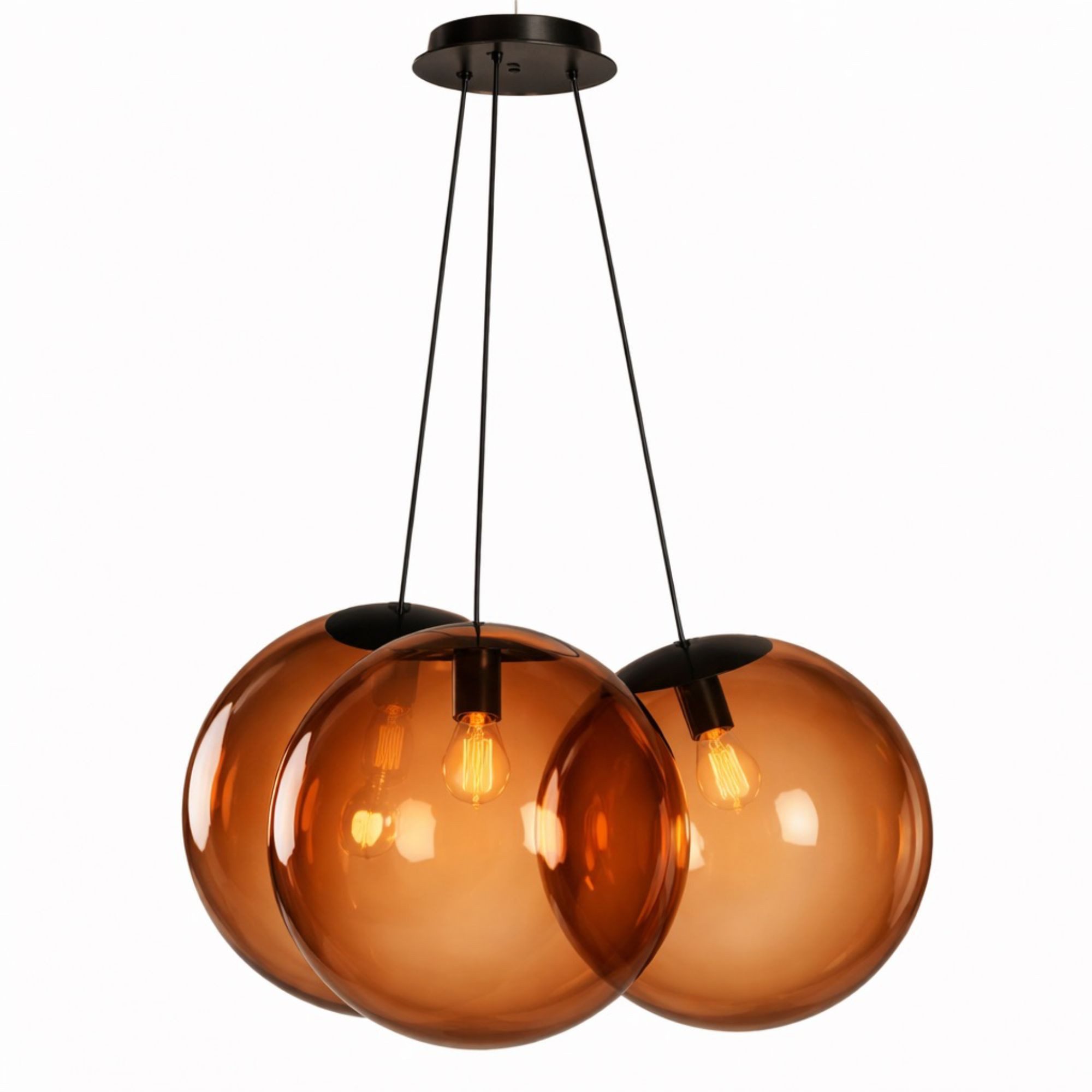 s.luce Pendelleuchte s.luce Orb Cluster Glas-Pendelleuchte 3-flammig 3x50cm Gold Verlauf