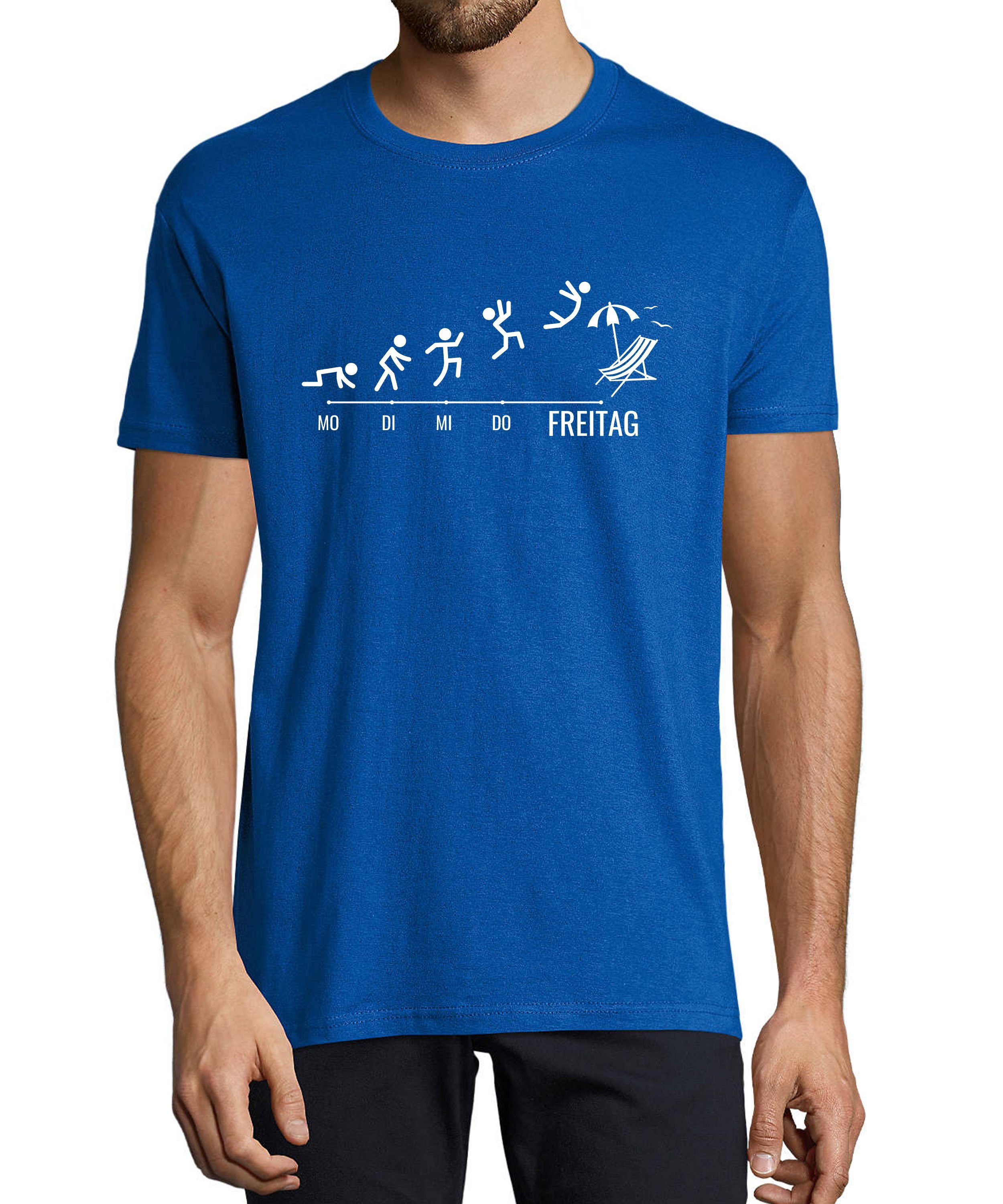 MyDesign24 T-Shirt Herren Fun Print Shirt - Wochentage mit Strichmännchen Baumwollshirt mit Aufdruck Regular Fit, i309 royal blau