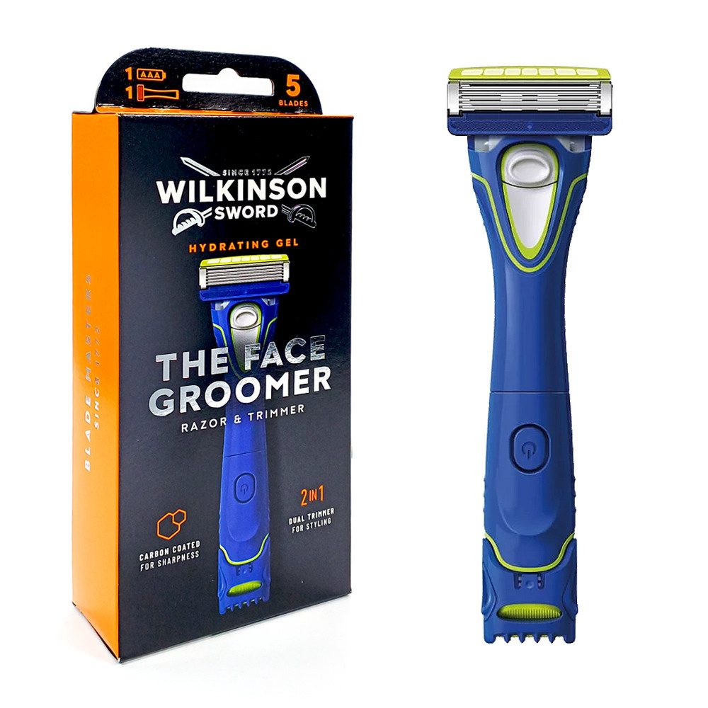 Wilkinson Körperrasierer HYDRO 5 The Face Groomer 2in1 Rasierer & Trimmer, mit batteriebetriebener Trimmerfunktion