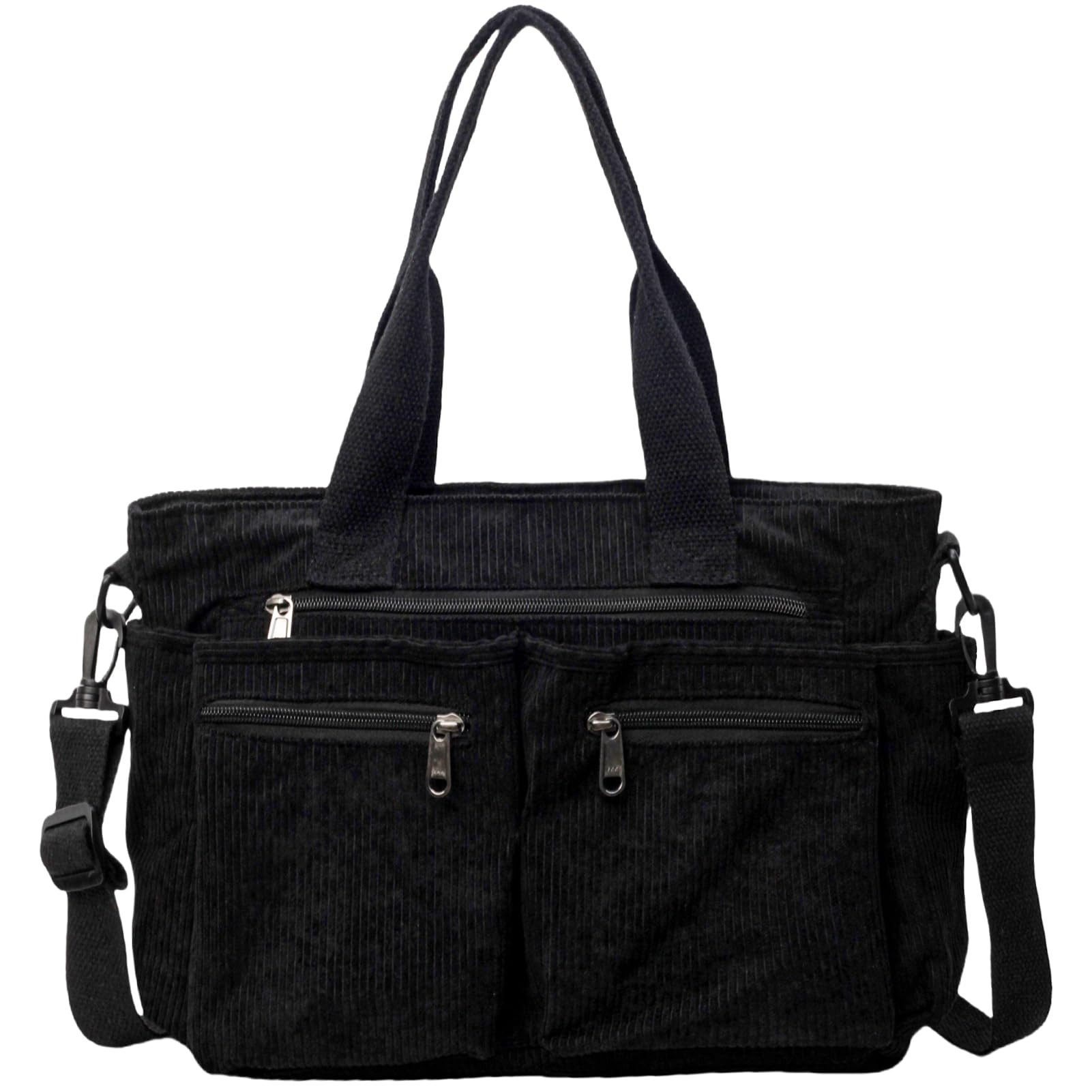 nsihing Schultertasche Cordtasche für Damen, große Tragetasche, Kuriertasche, mehrere Taschen, Handtasche für Arbeit, Schule, Reisen