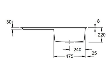 Villeroy & Boch Küchenspüle 3336 01 KR, Rechteckig, 100/22 cm, Reversibel, Dampfgarschale 1/3 und 2/3 einsetzbar