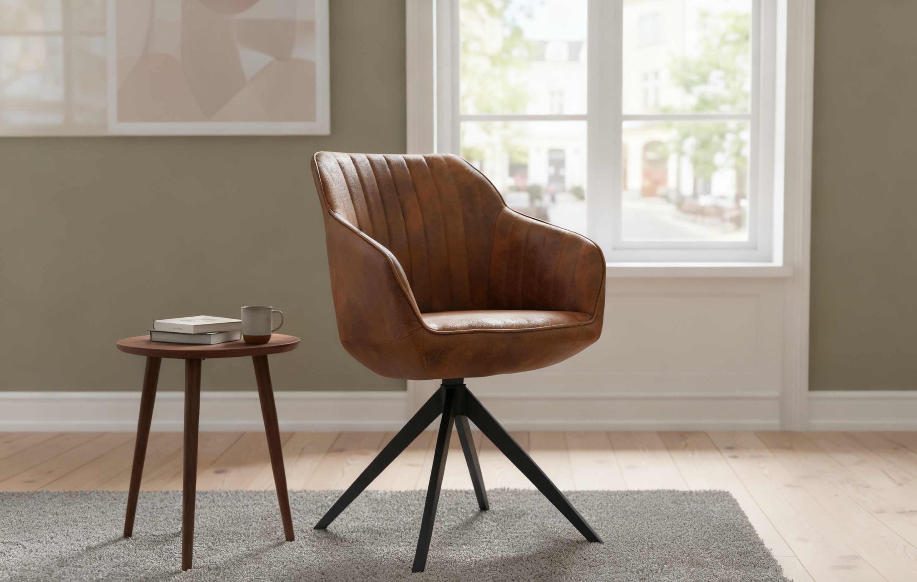 B&D home Polsterstuhl ARVIT (1 St), modern, drehbares Metallgestell, Steppung, mit Armlehnen