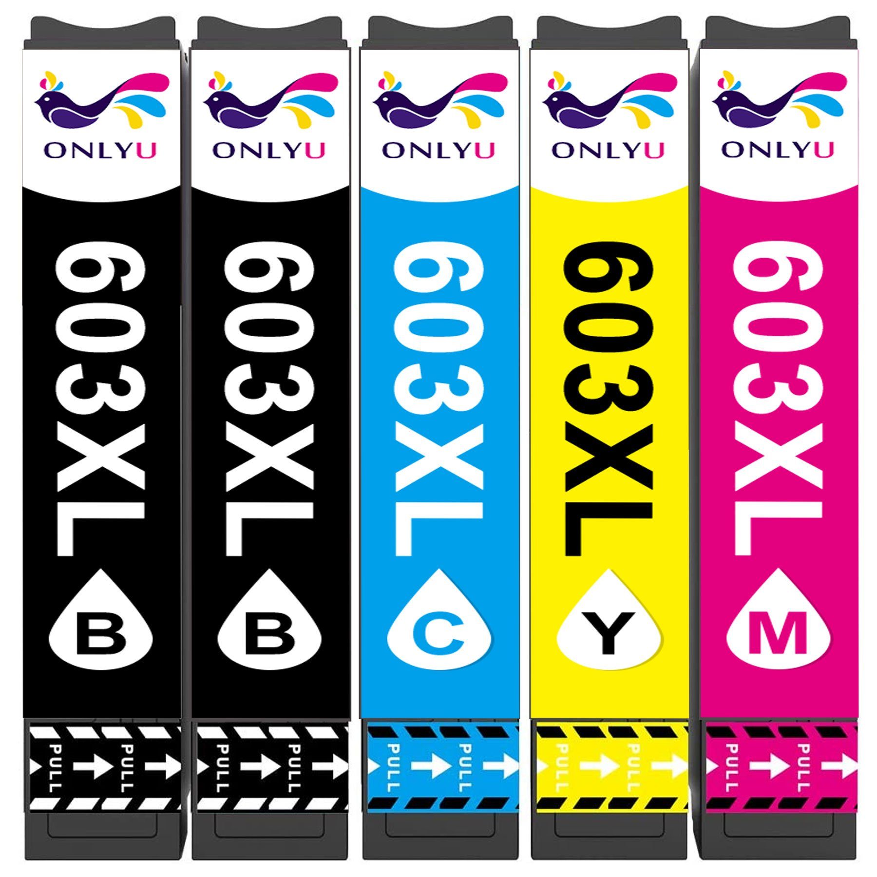 ONLYU 5er-pack ersetzt XP-2105 603 XL XL WF-2835 WF-2850 603XL Epson WF-2830, XP-2100 XP-4100 WF-2810 (Workforce Expression XP-3100 XP-3105 Tintenpatrone 603 Home XP-4105)