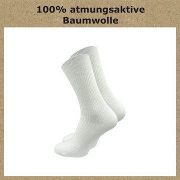 GAWILO Komfortsocken "Natur" für Damen aus 100% Baumwolle in weiß - reine Baumwollsocken (10 Paar) Atmungsaktive Baumwolle gegen Schweißfüße - mit stabilisierender Rippe