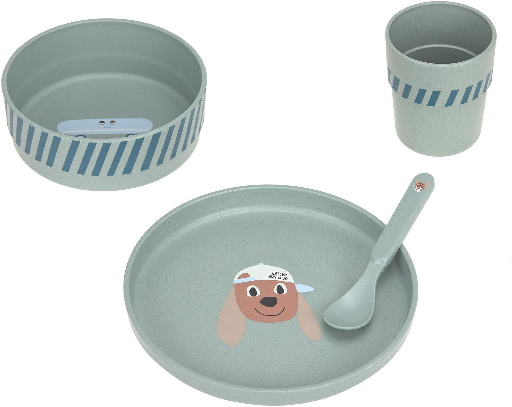 LÄSSIG Kindergeschirr-Set Tiny Team Dog, PP/Zellulose (4-tlg), Polypropylen, Zellulose