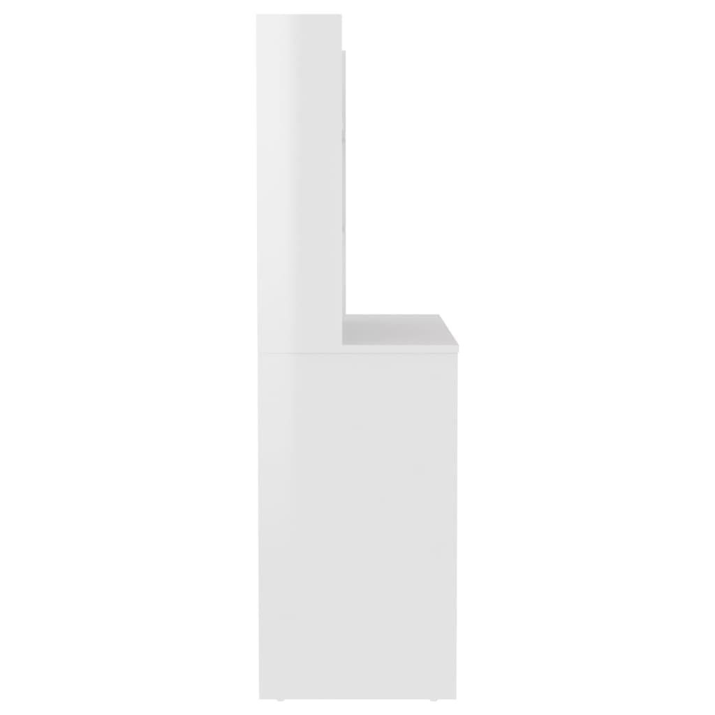 vidaXL Schminktisch Hochglanz-Weiß Schminktisch 100x40x135 LED-Beleuchtung (1-St) Weiß cm Hochglanz-Weiß | Glänzendes MDF