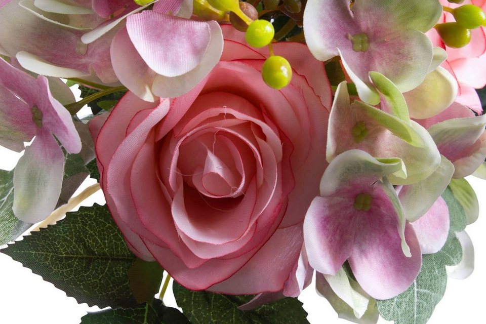 Kunstblume Rosen-Hortensienstrauß Rose, Botanic-Haus, Höhe 28 cm, Fertig  zusammengestelltes Bündel - einfach in eine Vase