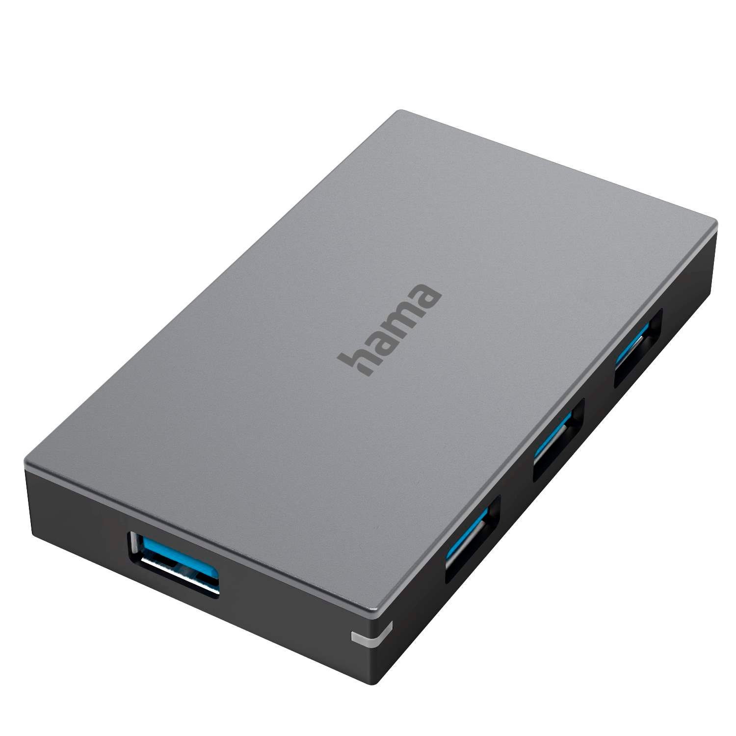 Hama 4-Port USB 3.0 Aktiv USB-Hub mit Netzteil Grau USB-Adapter USB-A zu USB-A, USB-3.0-Verteiler 1 zu 4 Ports Schnelllade-Funktion, Abwärtskompatibel – Bild 2 von 4