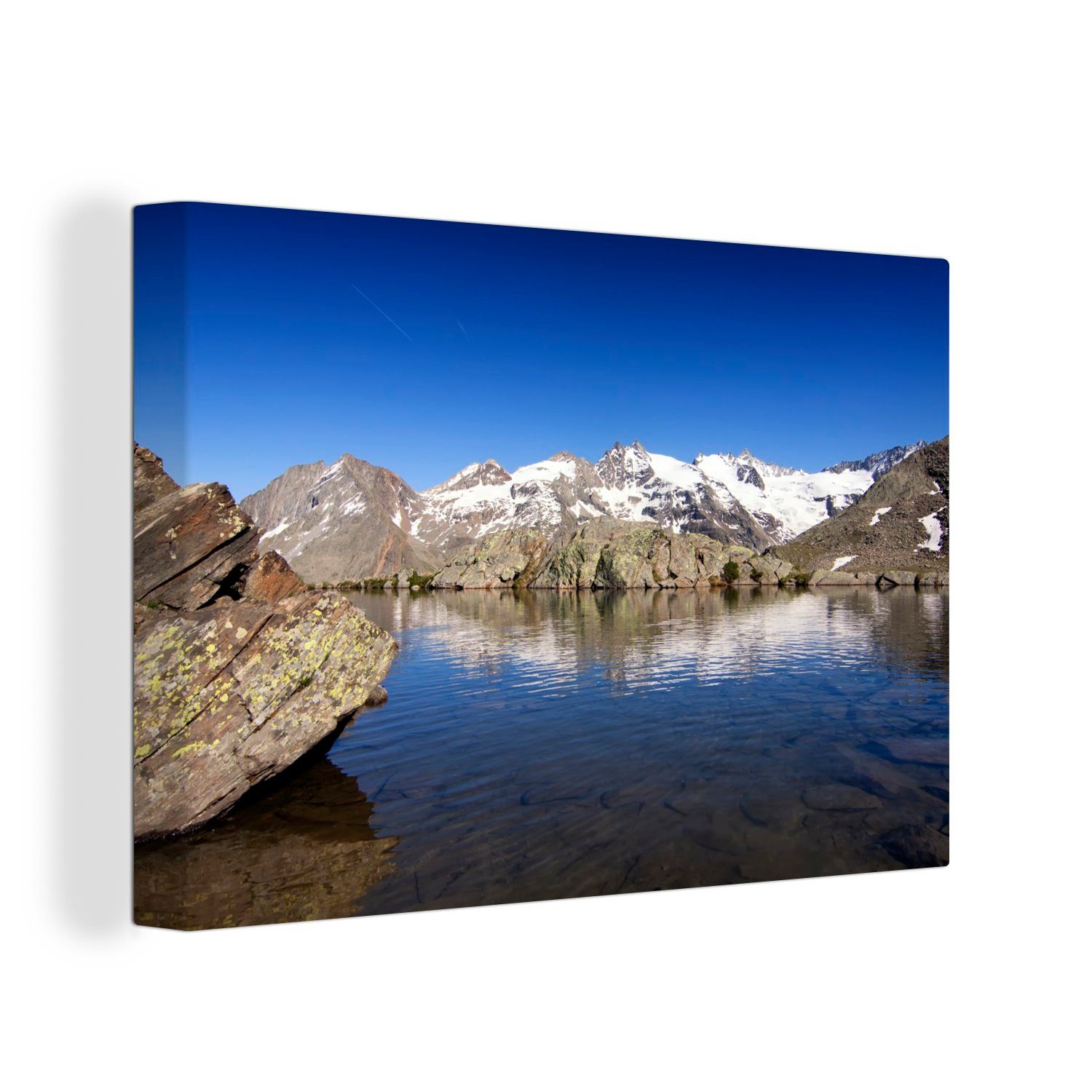 OneMillionCanvasses® Leinwandbild Blauer Himmel über dem Gran-Paradiso-Nationalpark in Italien, (1 St), Wandbild Leinwandbilder, Aufhängefertig, Wanddeko, 30x20 cm