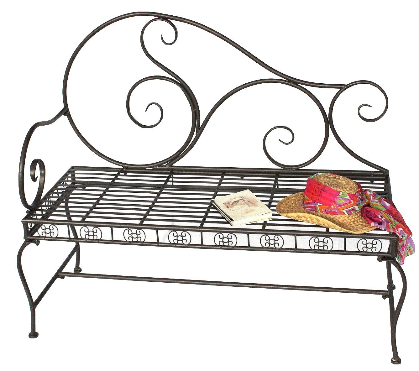 Gartenbank Metall Braun Wetterfest 123 cm Bank Sitzbank 2-Sitzer Garten Antik