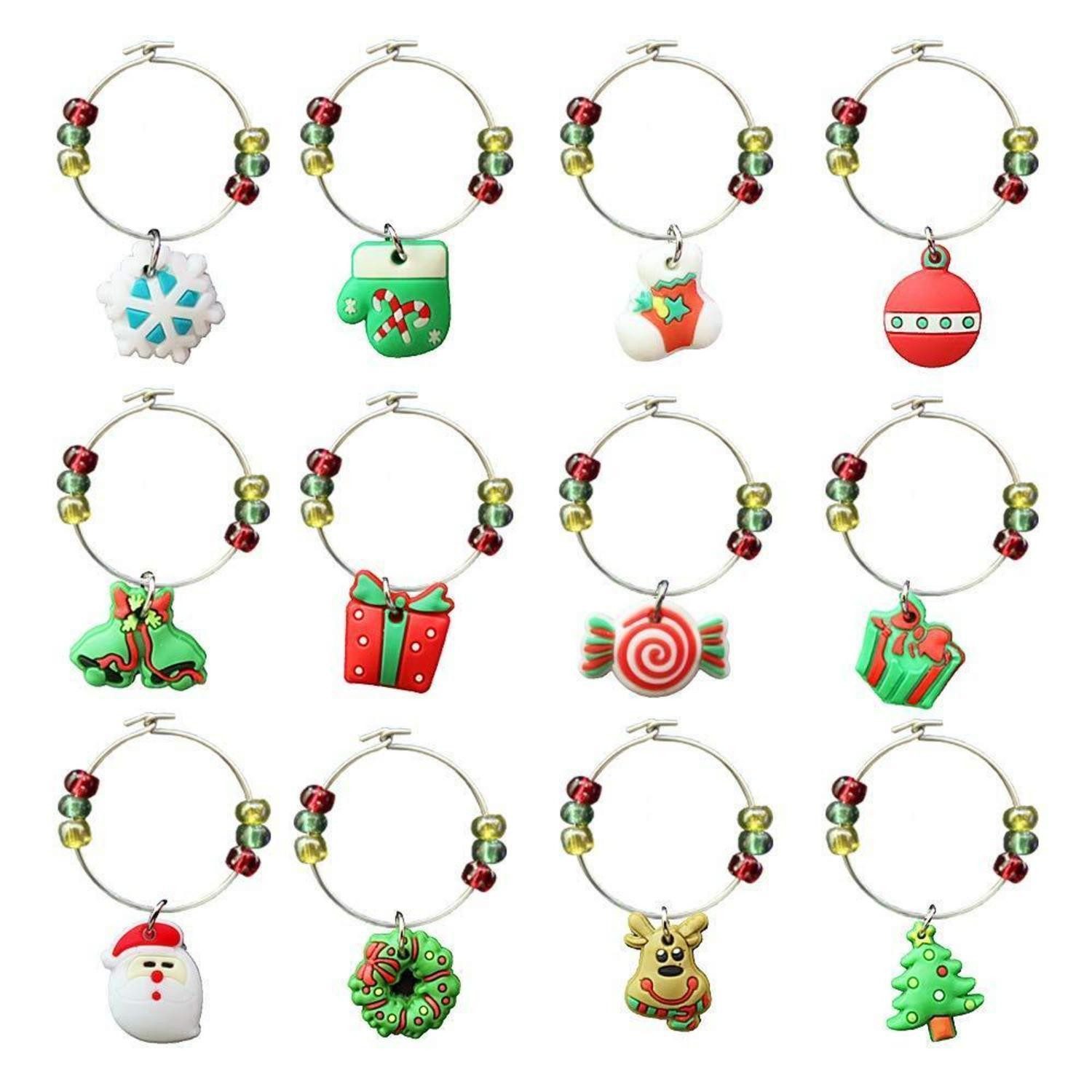 LuxusKollektion Weinglas Weinglas Charms 12 Stück Weihnachten Wein Cocktail Party PVC, Kunststoff