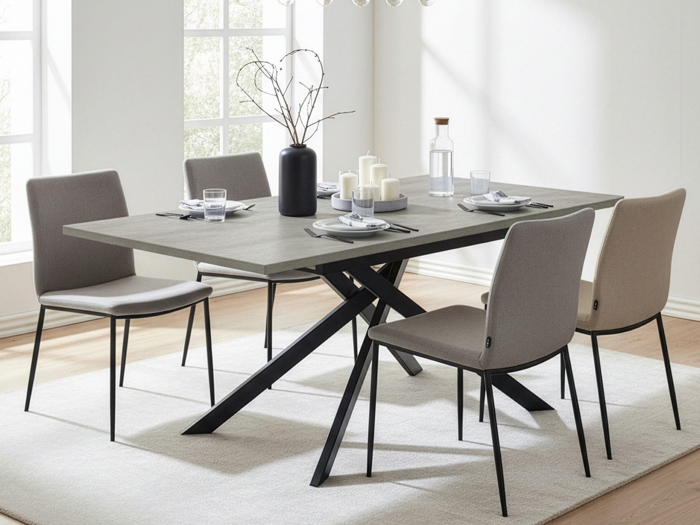 B&D home Esstisch LARS, Metallgestell schwarz oder weiß, ausziehbar 120-160 günstig online kaufen