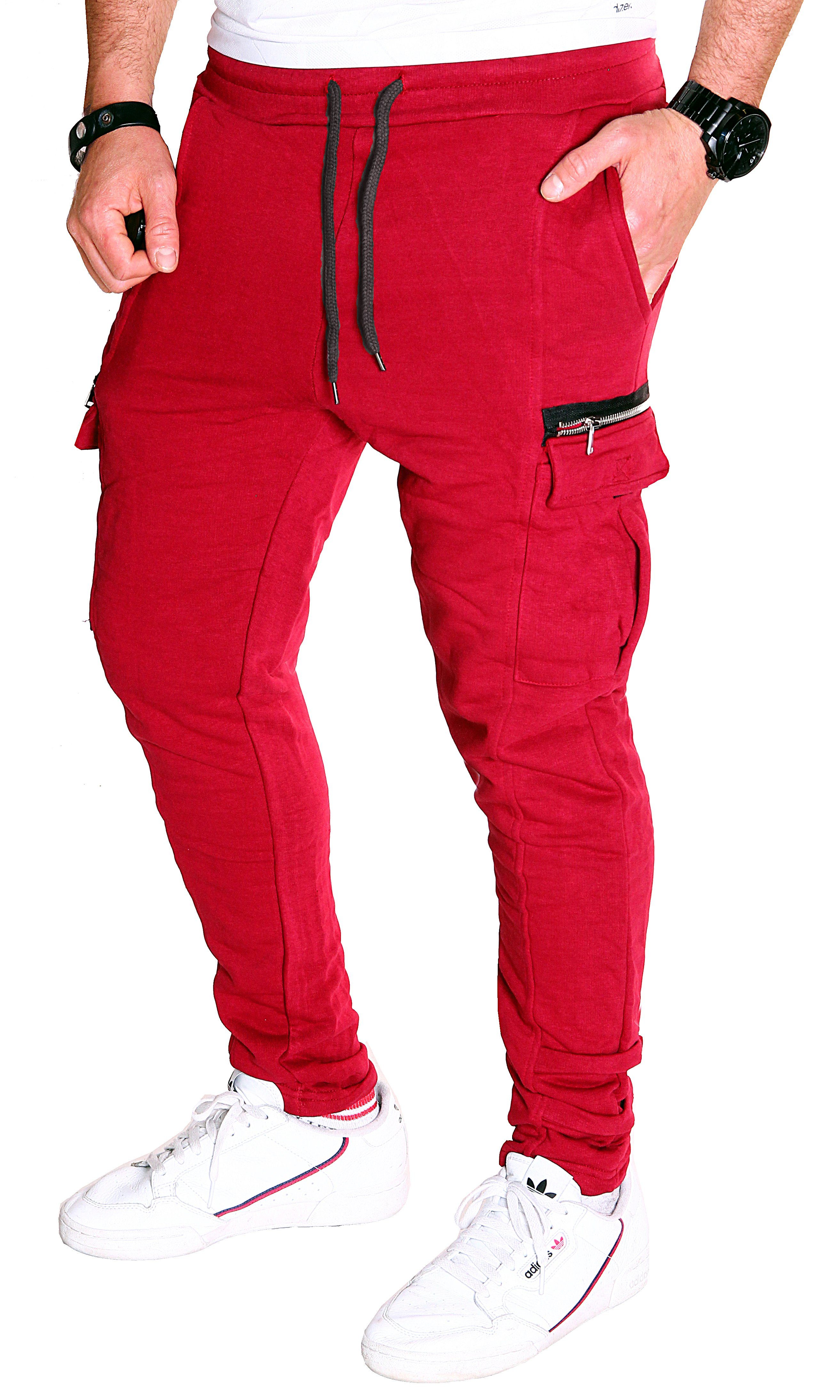 RMK Jogginghose Herren Sporthose Slim-Fit lässiger Jogger Rot (16001)