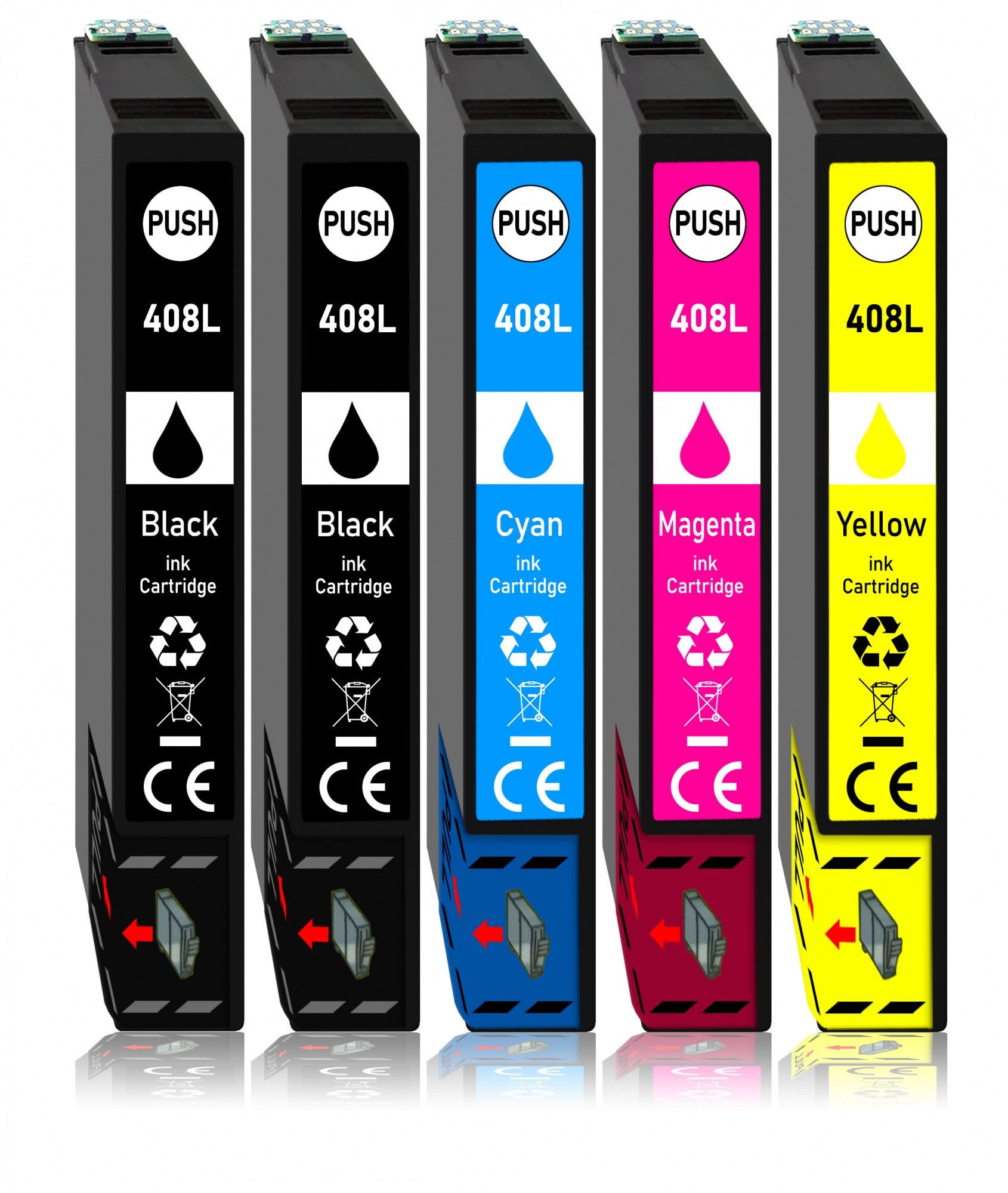 Druckerparadies 5er Pack Druckerpatronen 408 408L kompatibel mit Epson WF-C4810 Tintenpatrone (5-tlg)